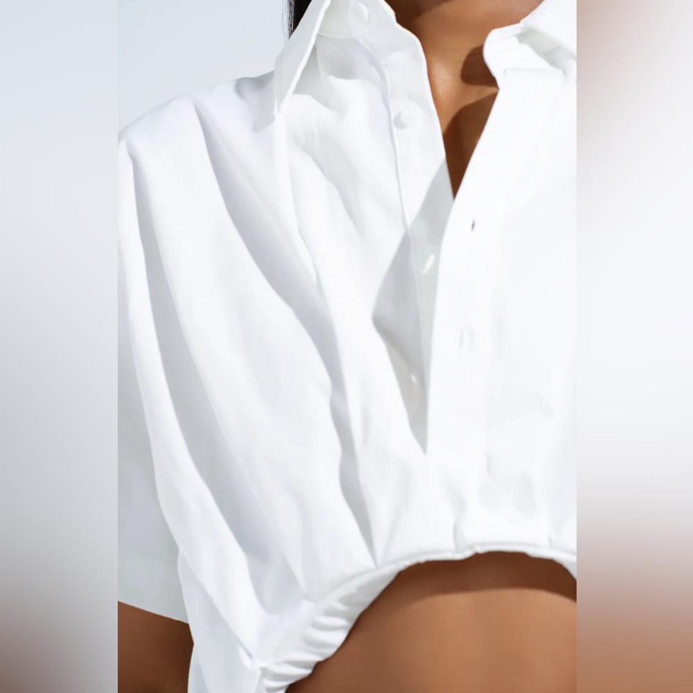 Cropped White Button-Up Shirt